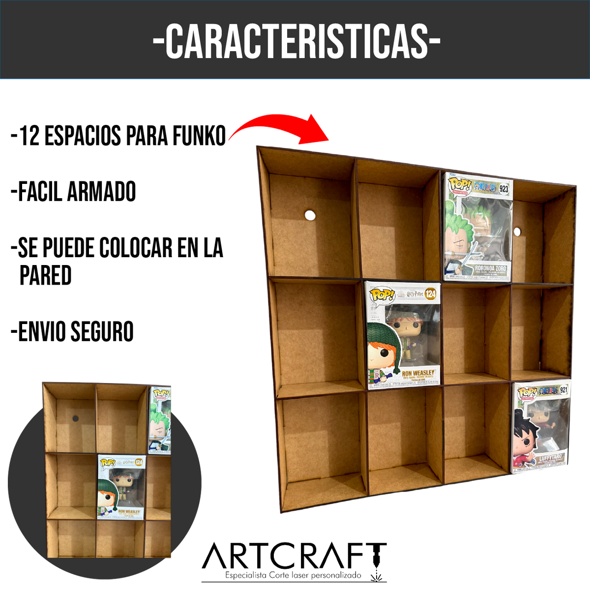 Exhibidor Organizador para Funko Pop MDF – 9 Espacios