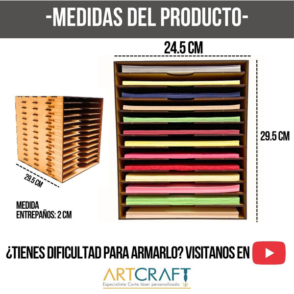 Organizador de Hojas MDF Armable para Carta y Oficio – Varios Modelos