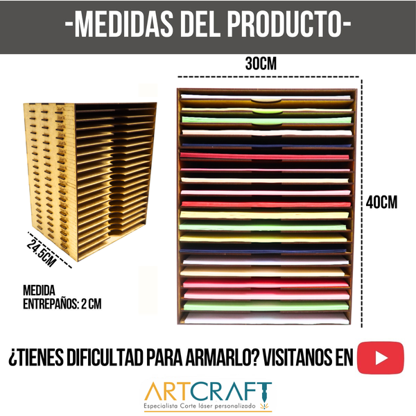 Organizador de Hojas MDF Armable para Carta y Oficio – Varios Modelos